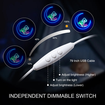 Moon Mushroom 5V USB LED Neon Sign - Budget Friendly