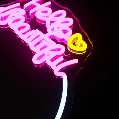 Mirror Hello Beautiful 5V USB LED Neon Sign - Budget Friendly