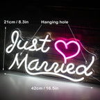 Just Married – Hart – LED-neonbord (5 V USB)