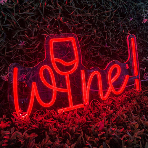 Wine – Wijnglas in plaats van de i – LED-neonreclame (5 V USB)