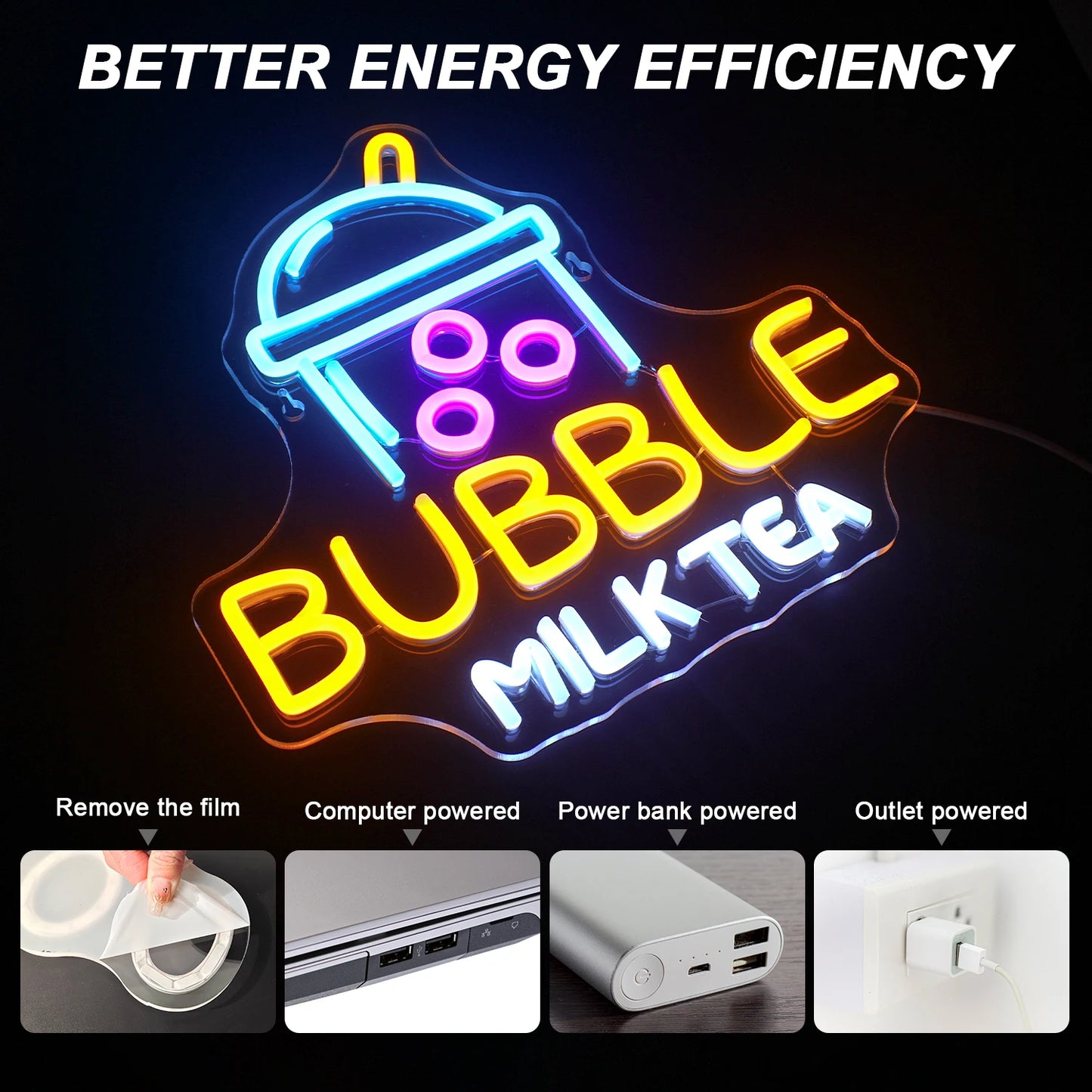 Bubble Milk Tea 5V USB LED Neon Sign - Budgetvriendelijk