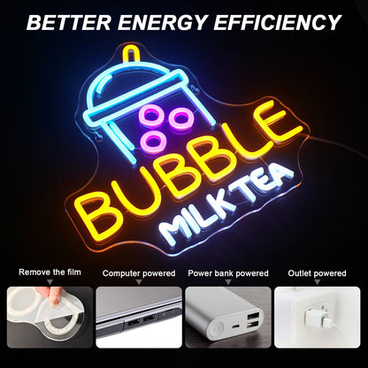 Bubble Milk Tea 5V USB LED Neon Sign - Budgetvriendelijk