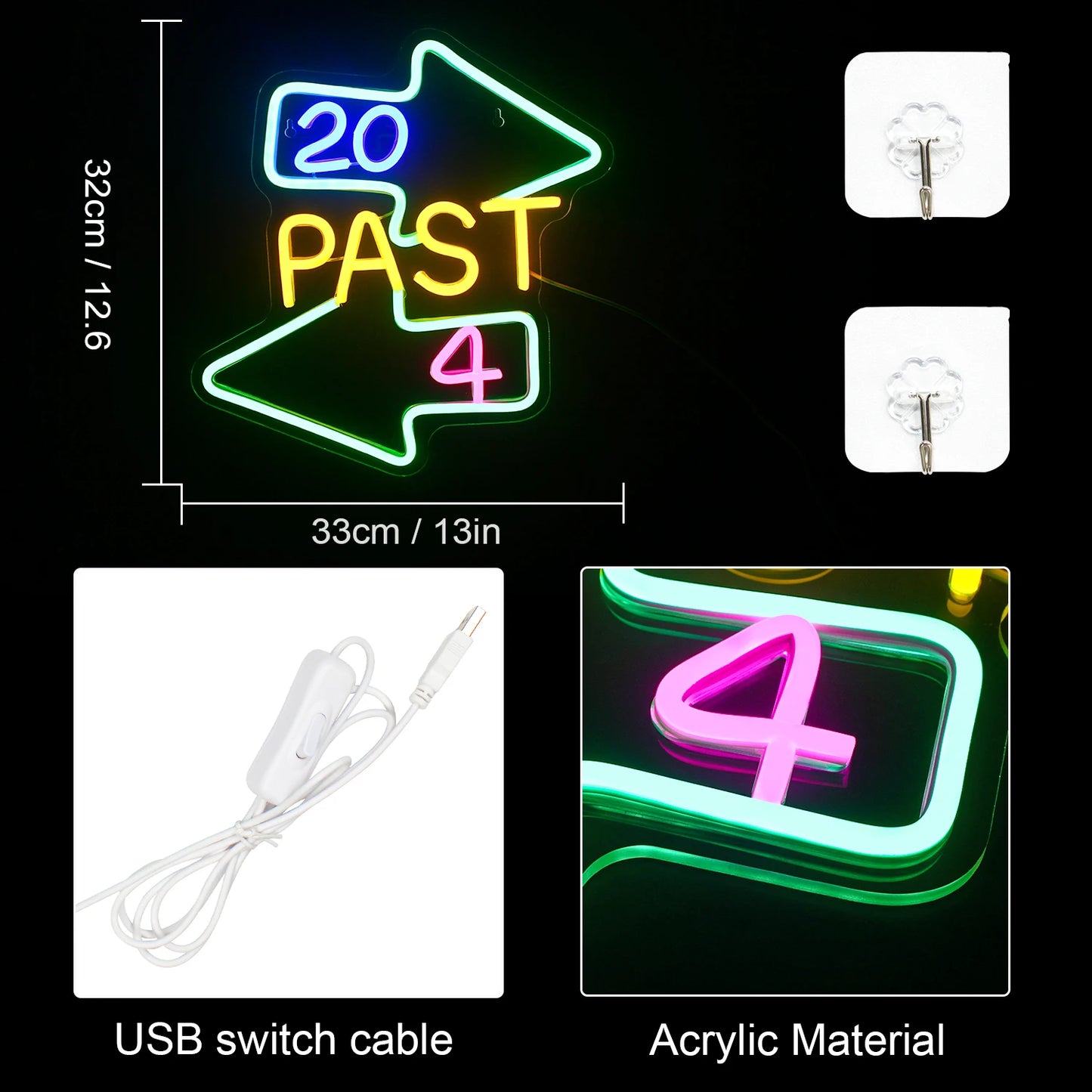20 past 4 5V USB LED Neon Sign - Budget Friendly