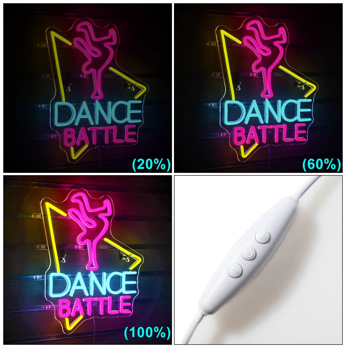 DANCE BATTLE – Danser en driehoeksomtrek – LED-neonbord (5 V USB)