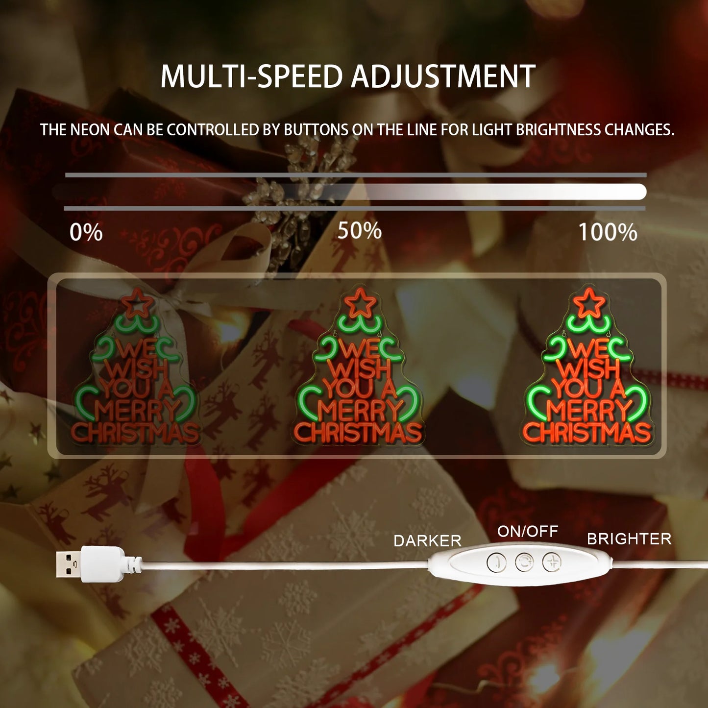 We Wish You A Merry Christmas 5V USB LED Neon Sign - Budget Friendly