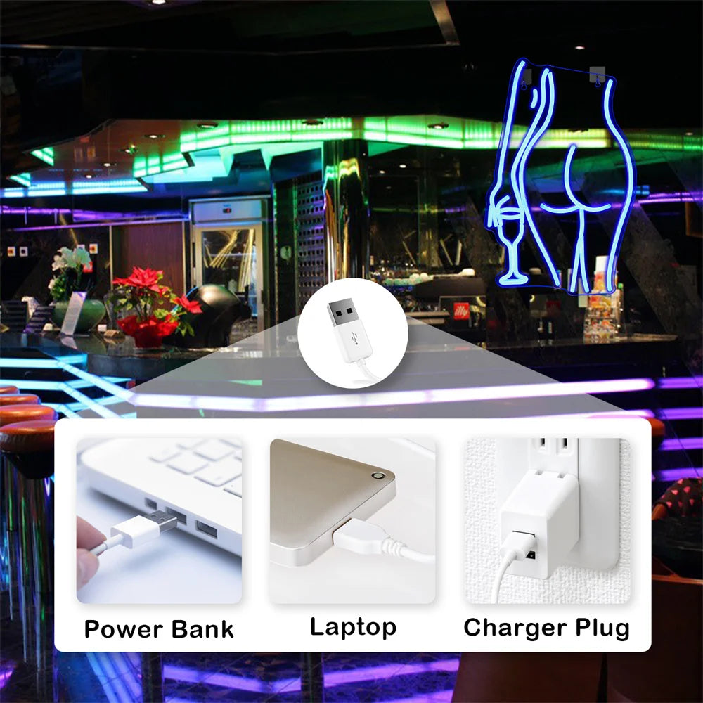 Vrouwensilhouet – LED-neonbord (5 V USB)