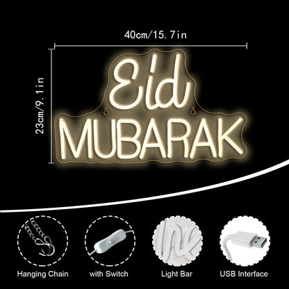 Eid Mubarak 5V USB LED Neon Sign - Budget Friendly