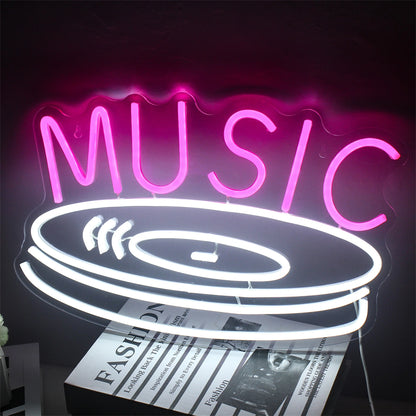 Music Record 5V Mini USB LED Neon Sign - Budget Friendly