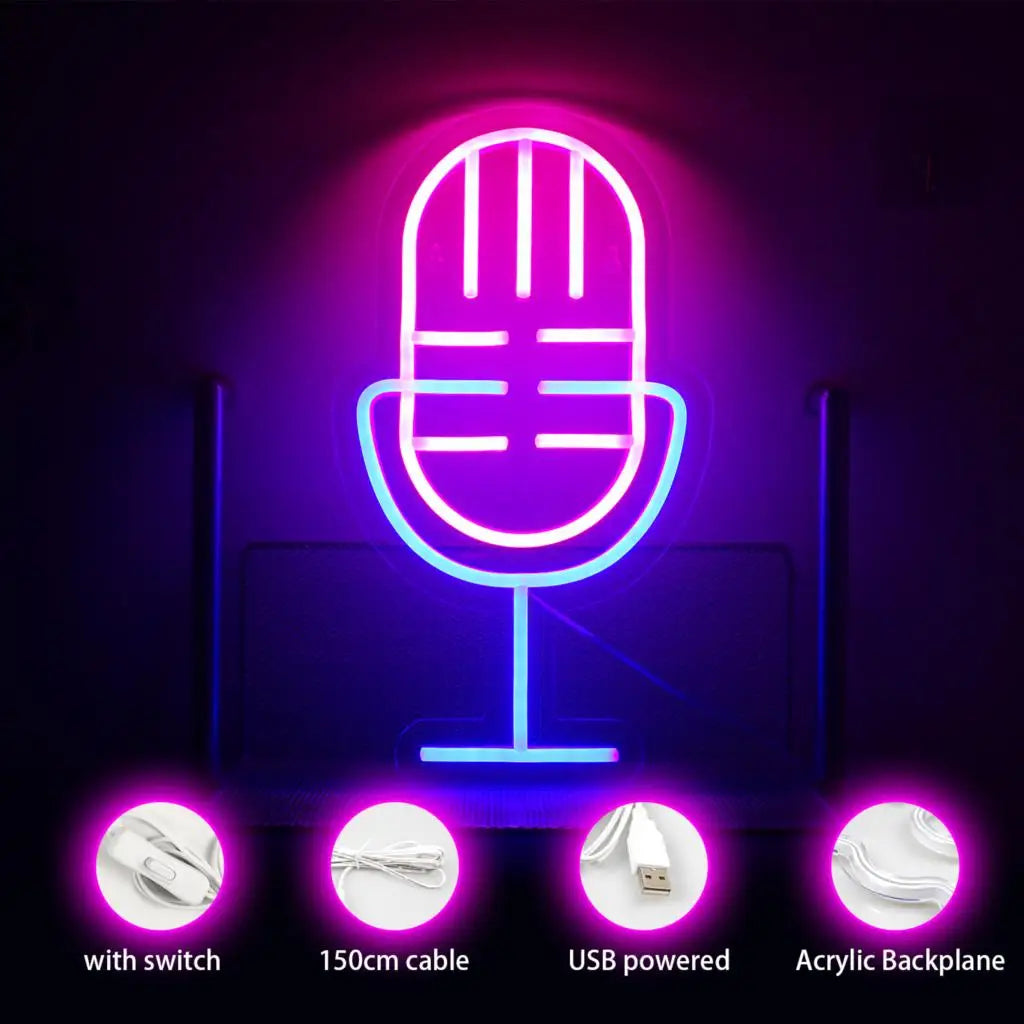 Microphone 5V USB LED Neon Sign - Budget Friendly