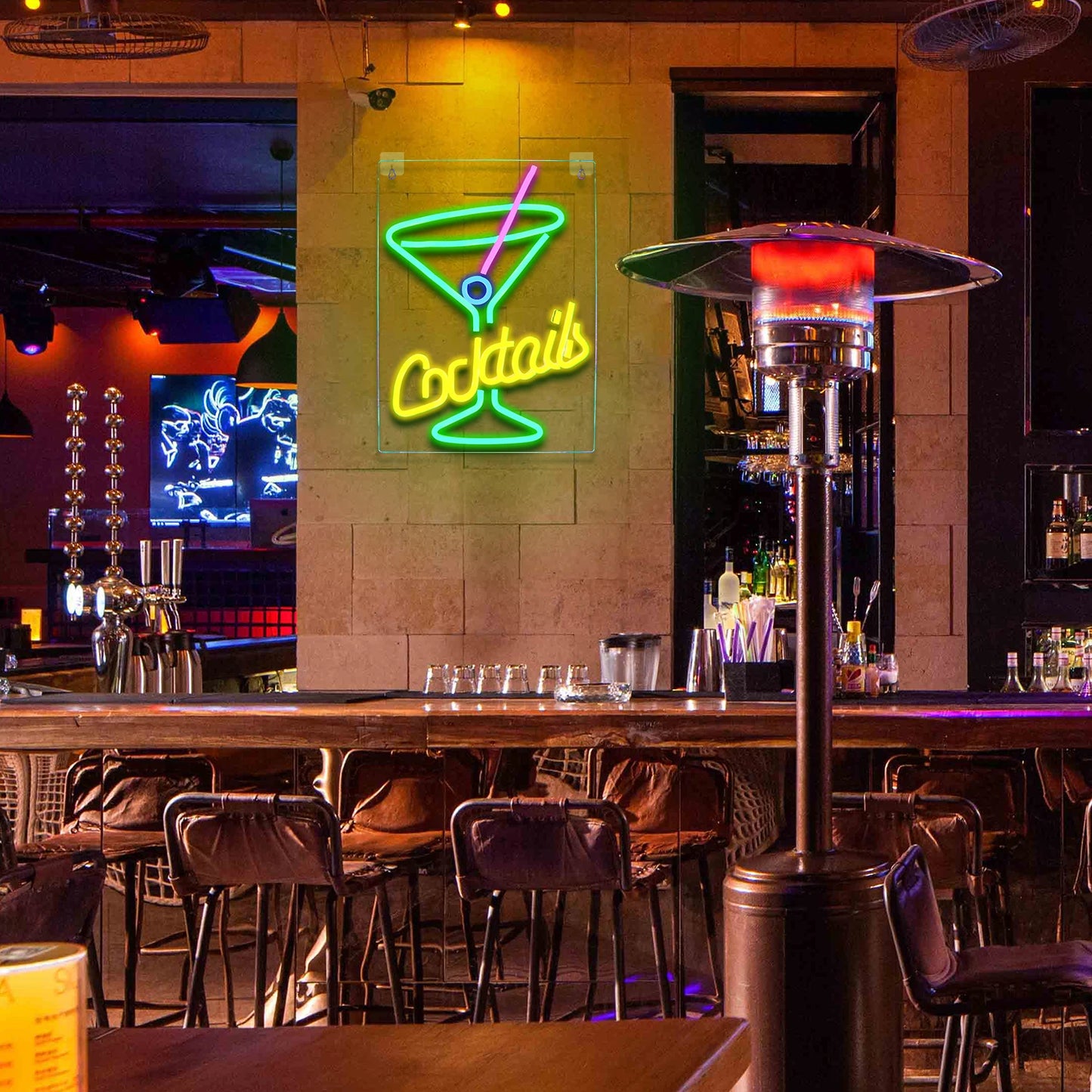 Green Cocktails 5V USB LED Neon Sign - Budget Friendly