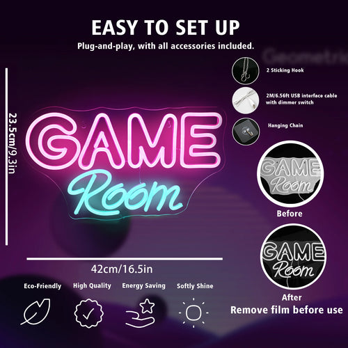 Game Room – LED-neonbord (5 V USB)