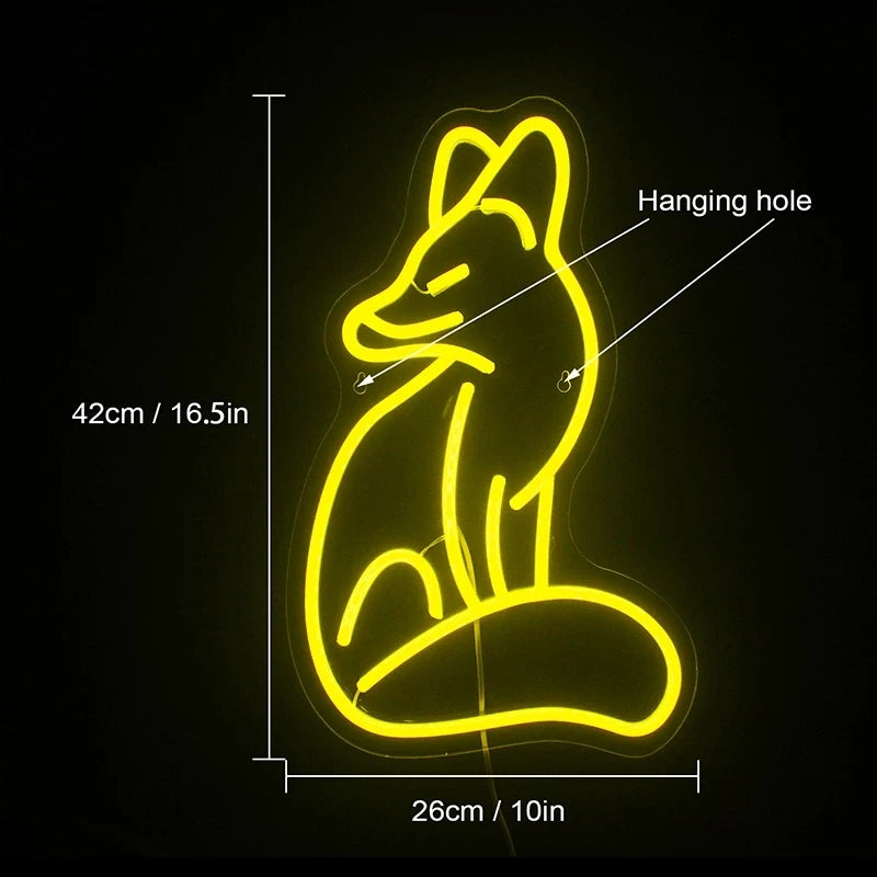 Fox 5V USB LED Neon Sign - Budget Friendly