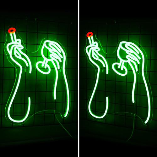 Rook- en drankmotief – LED-neonbord (5 V USB)