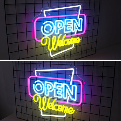 Open Welcome 5V USB LED Neon Sign - Budget Friendly