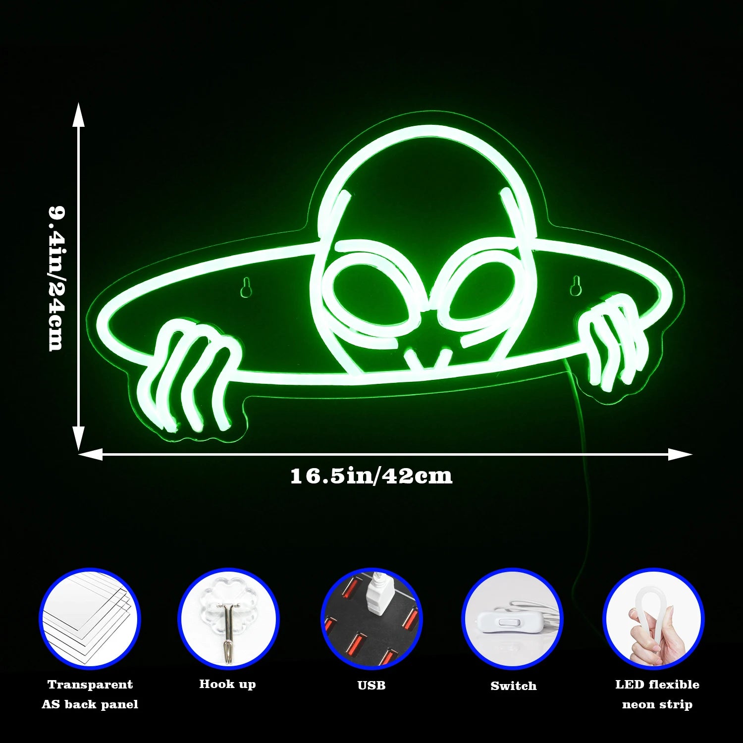 Alien 5V USB LED Neon Sign - Budgetvriendelijk