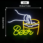Beer – Bier dat in een glas wordt geschonken – LED-neonreclame (5 V USB)