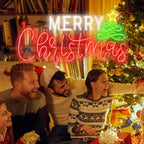 Merry Christmas – Kerstboom en ster – LED-neonbord (5 V USB)