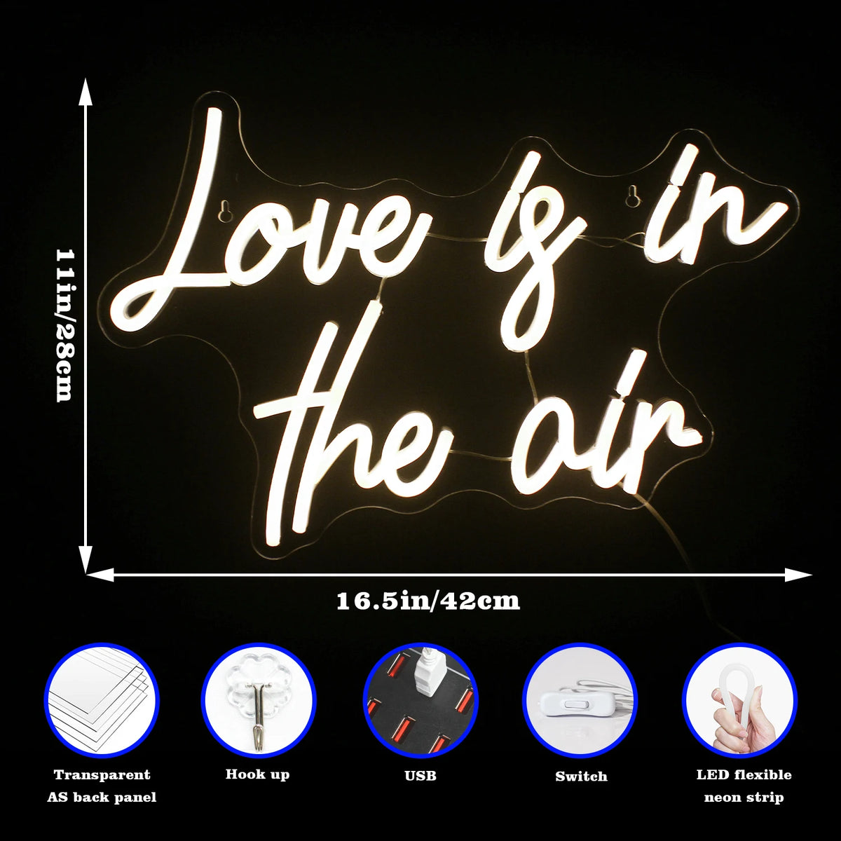 Love is in the air – LED-neonbord (5 V USB)