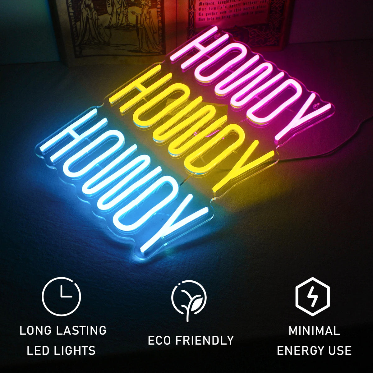 HOWDY HOWDY HOWDY – LED-neonbord (5 V USB)