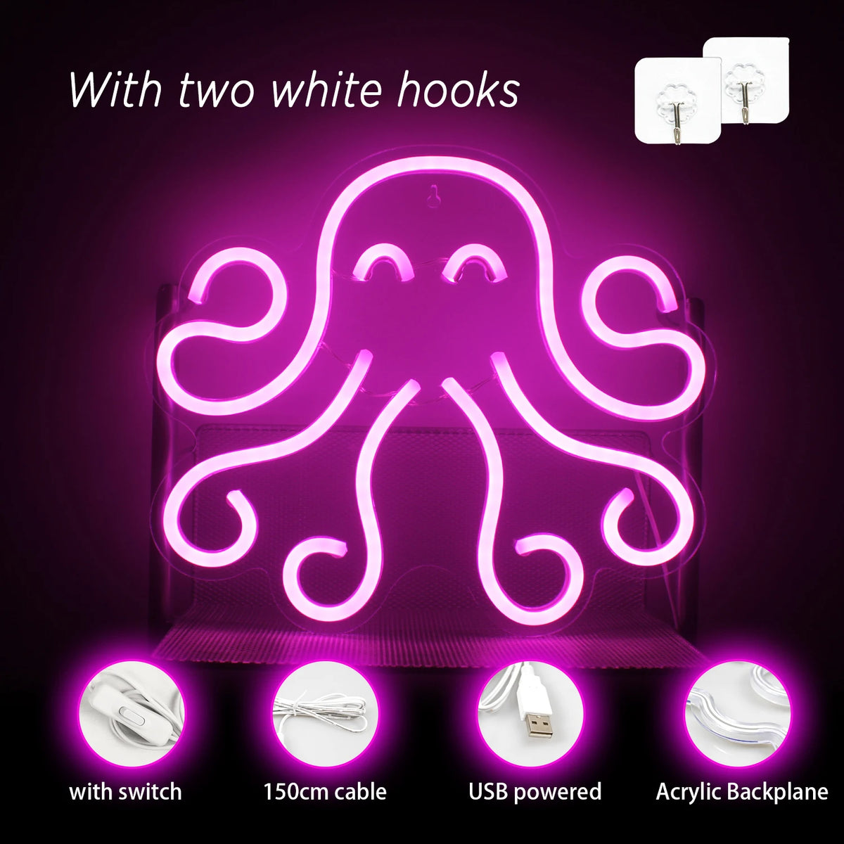 Octopus – LED-neonbord (5 V USB)