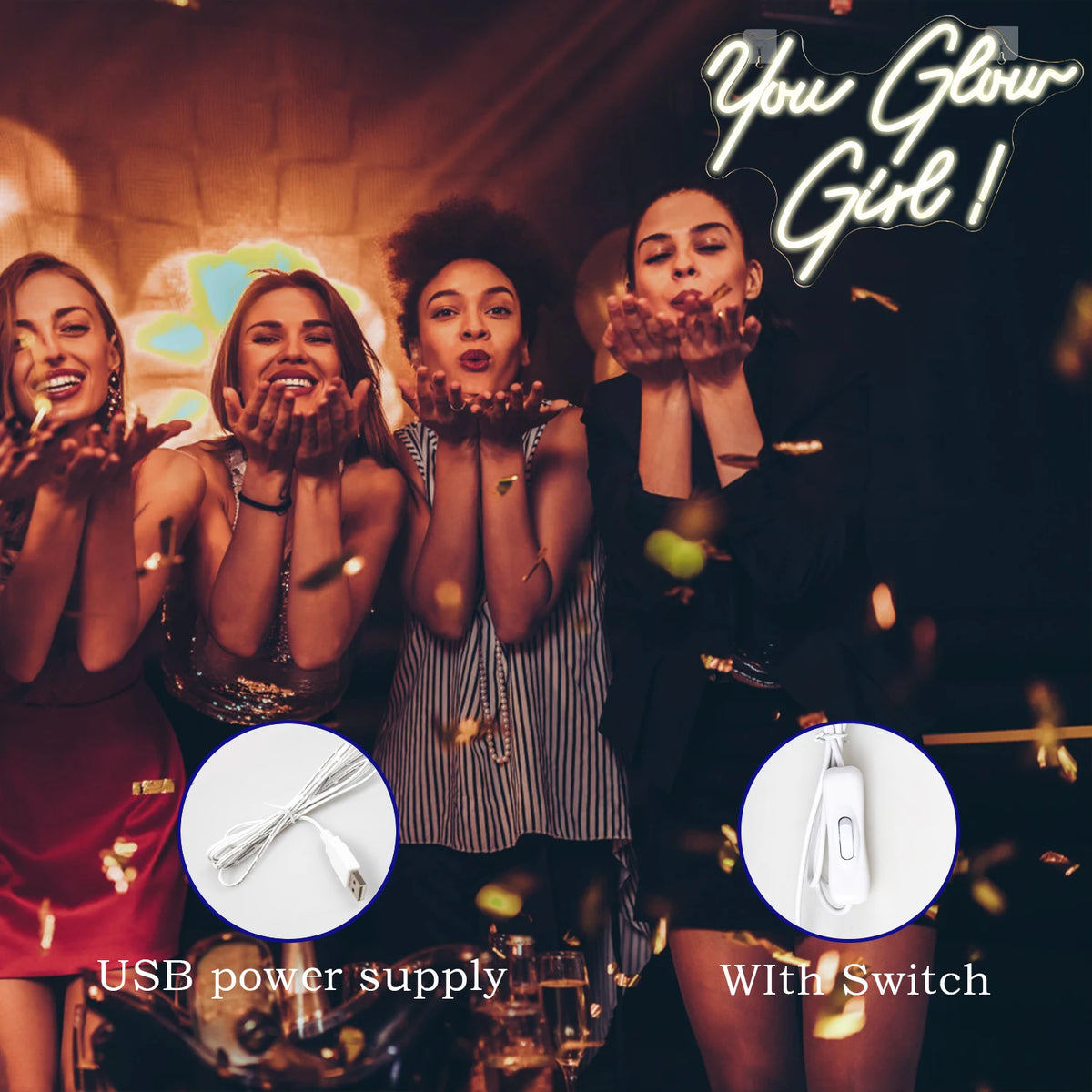 You Glow Girl – LED-neonbord (5 V USB)