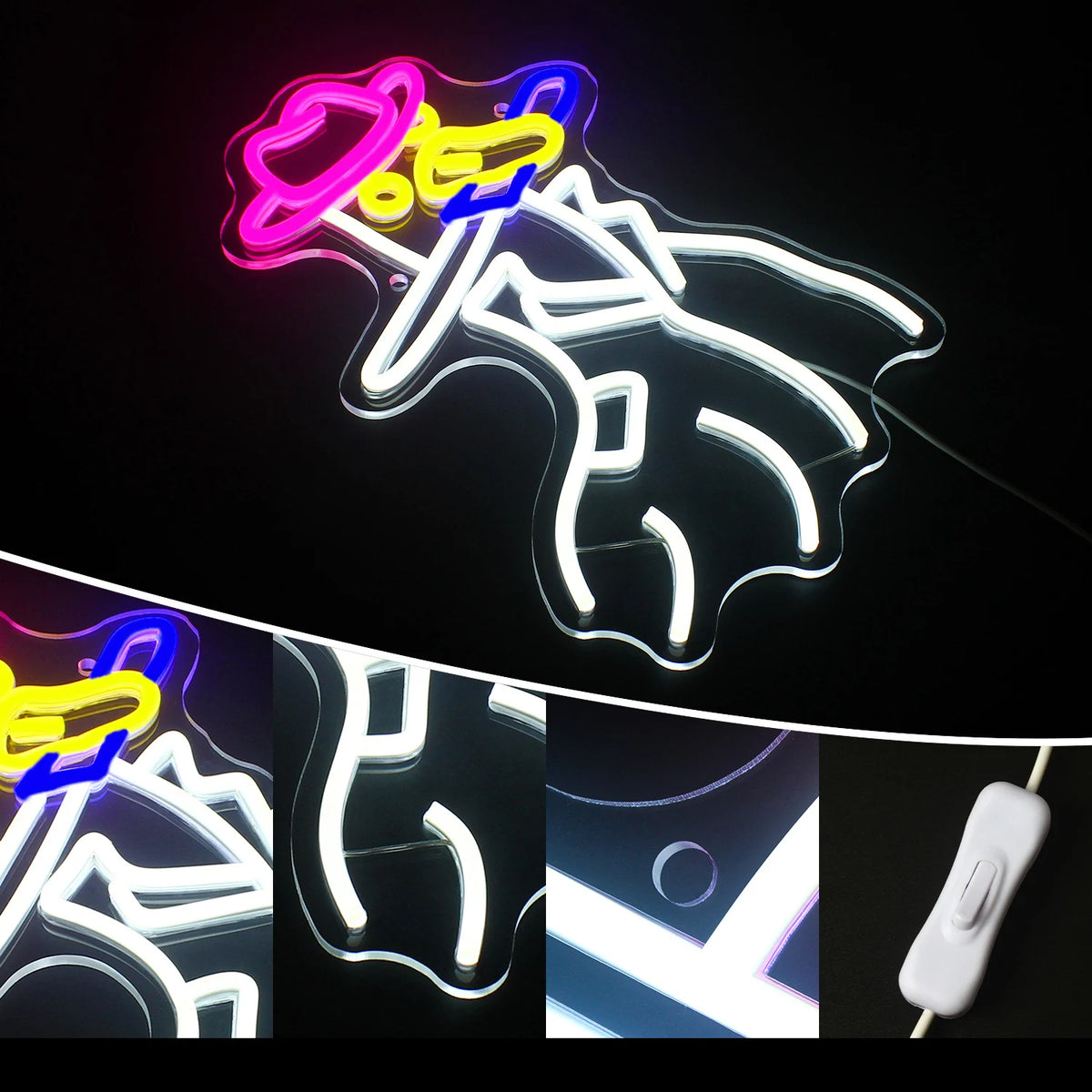Eend met cowboyhoed – LED-neonbord (5 V USB)