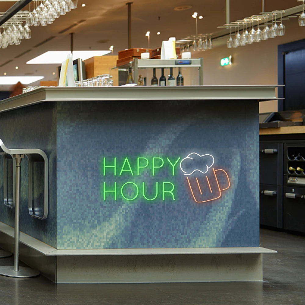 Happy Hour 5V USB LED Neon Sign - Budget Friendly
