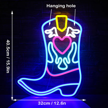 Cowboy Boot 5V USB LED Neon Sign - Budget Friendly