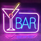 BAR – Cocktailglas met rechthoekige rand – LED-neonreclame (5 V USB)