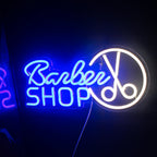 Barber SHOP – Schaar in een ronde omtrek – LED-neonreclame (5 V USB)
