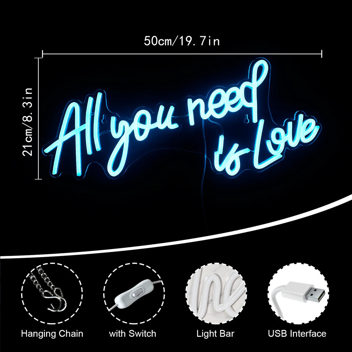 All Your Need Is Love 5V USB LED Neon Sign - Budgetvriendelijk