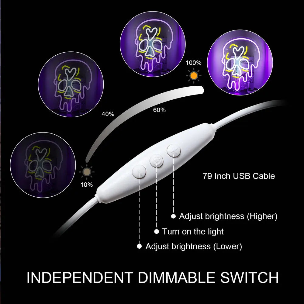 Purple Skull 5V USB LED Neon Sign - Budget Friendly