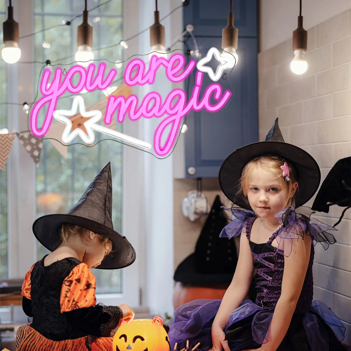 you are magic – Toverstaf en sterren – LED-neonbord (5 V USB)