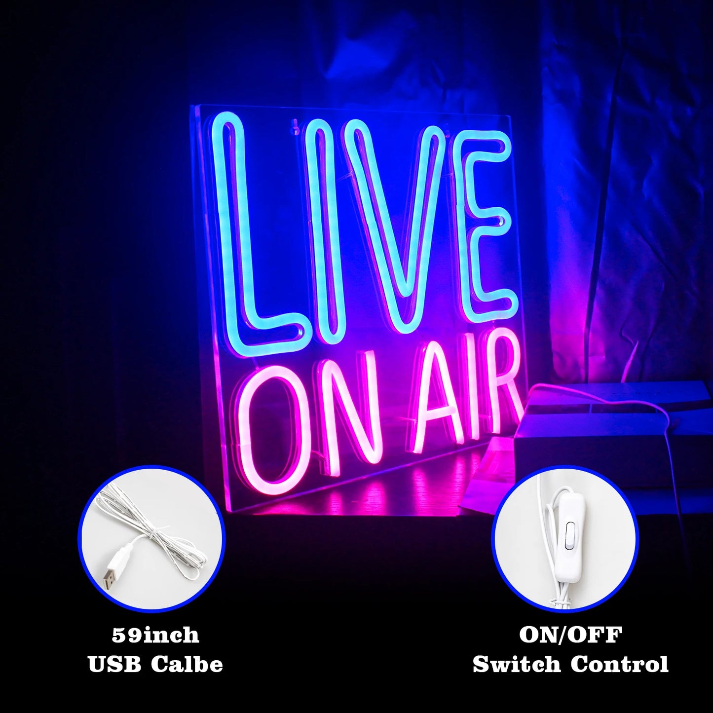 Live On Air 5V USB LED Neon Sign - Budget Friendly