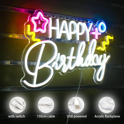 Happy Birthday 5V USB LED Neon Sign - Budget Friendly