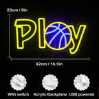 Play – Basketbal in plaats van de A – LED-neonbord (5 V USB)