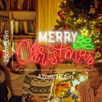 Merry Christmas – Kerstboom en ster – LED-neonbord (5 V USB)