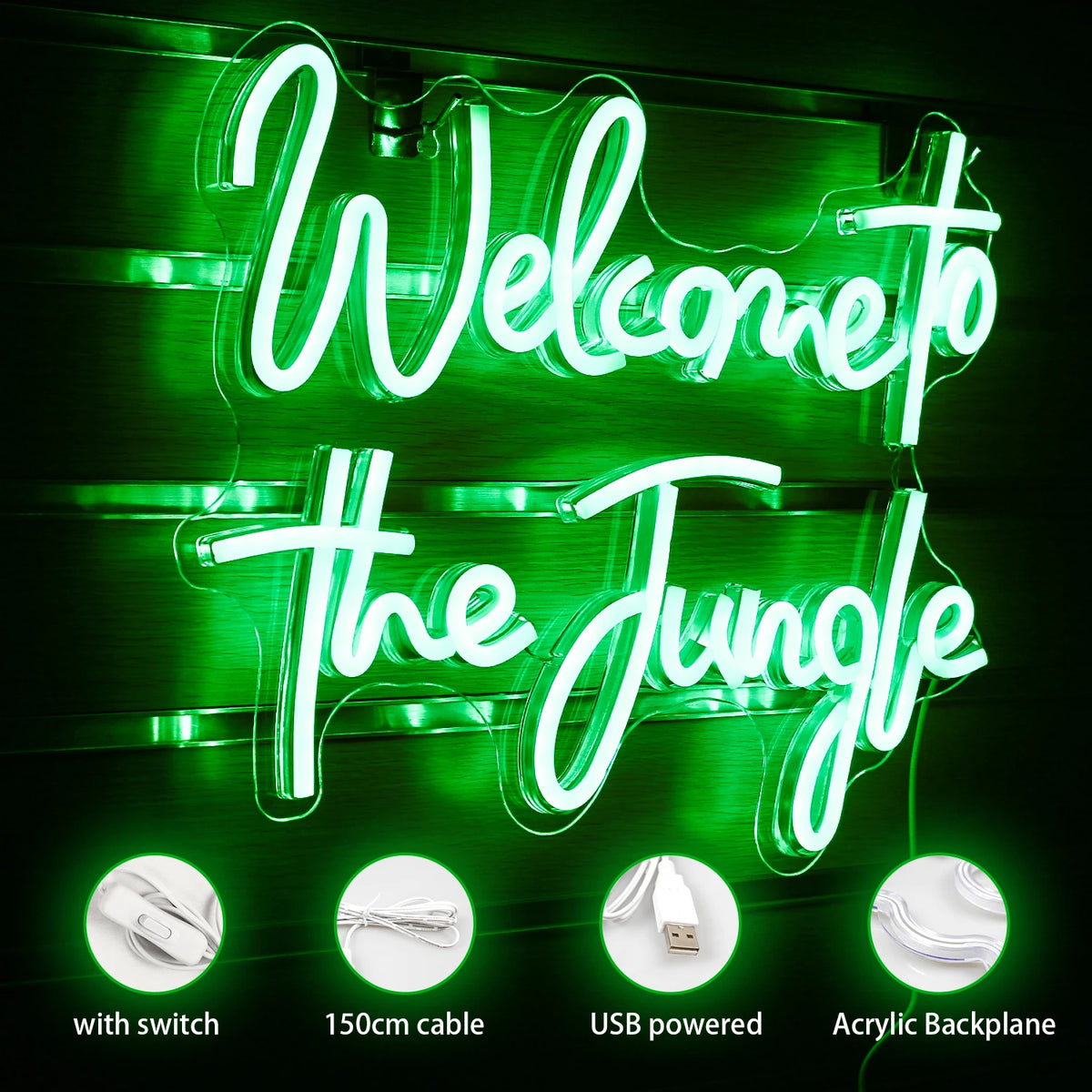 Welcome to the Jungle 5V USB LED Neon Sign - Budget Friendly