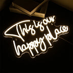 This is our happy place 5V USB LED Neon Sign - Budget Friendly
