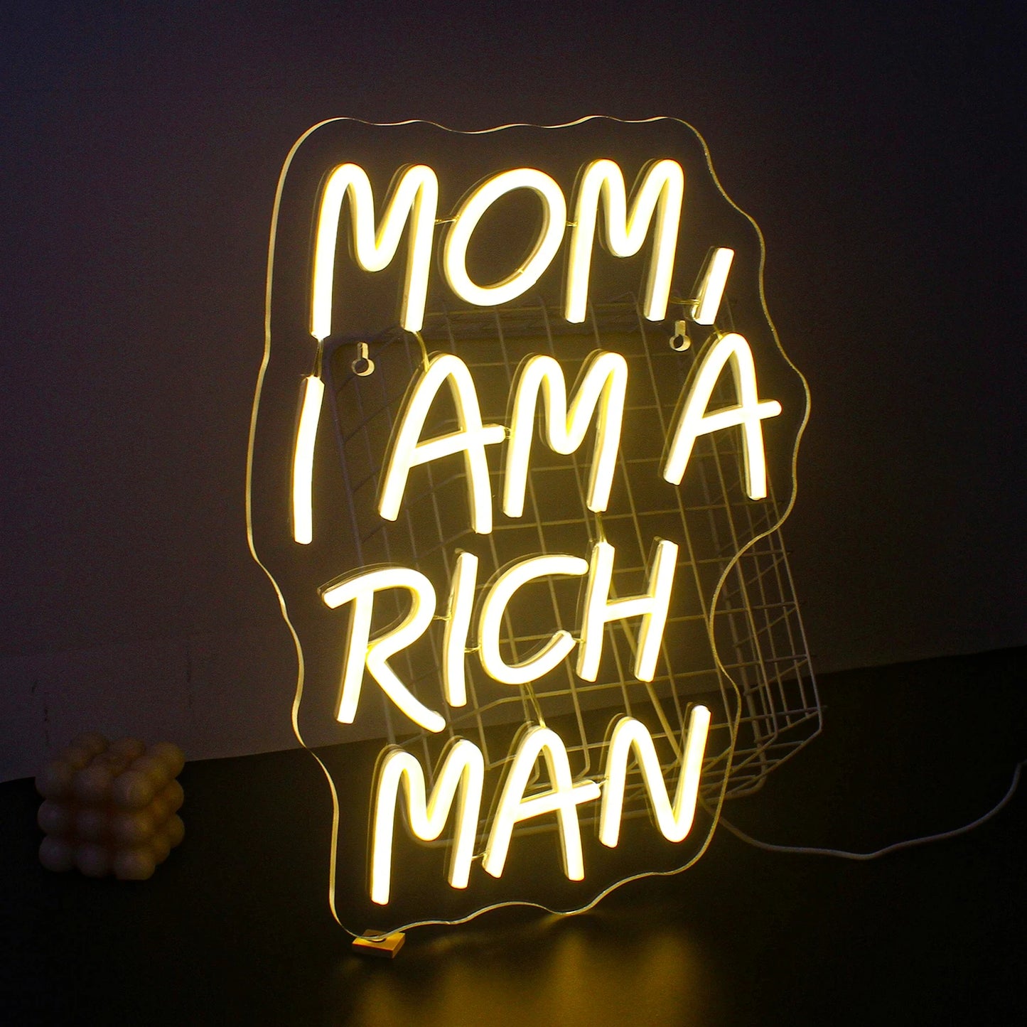 Mom I Am A Rich Man 5V USB LED Neon Sign - Budget Friendly