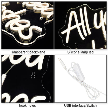 All You Need is Lashes 5V USB LED Neon Sign - Budget Friendly
