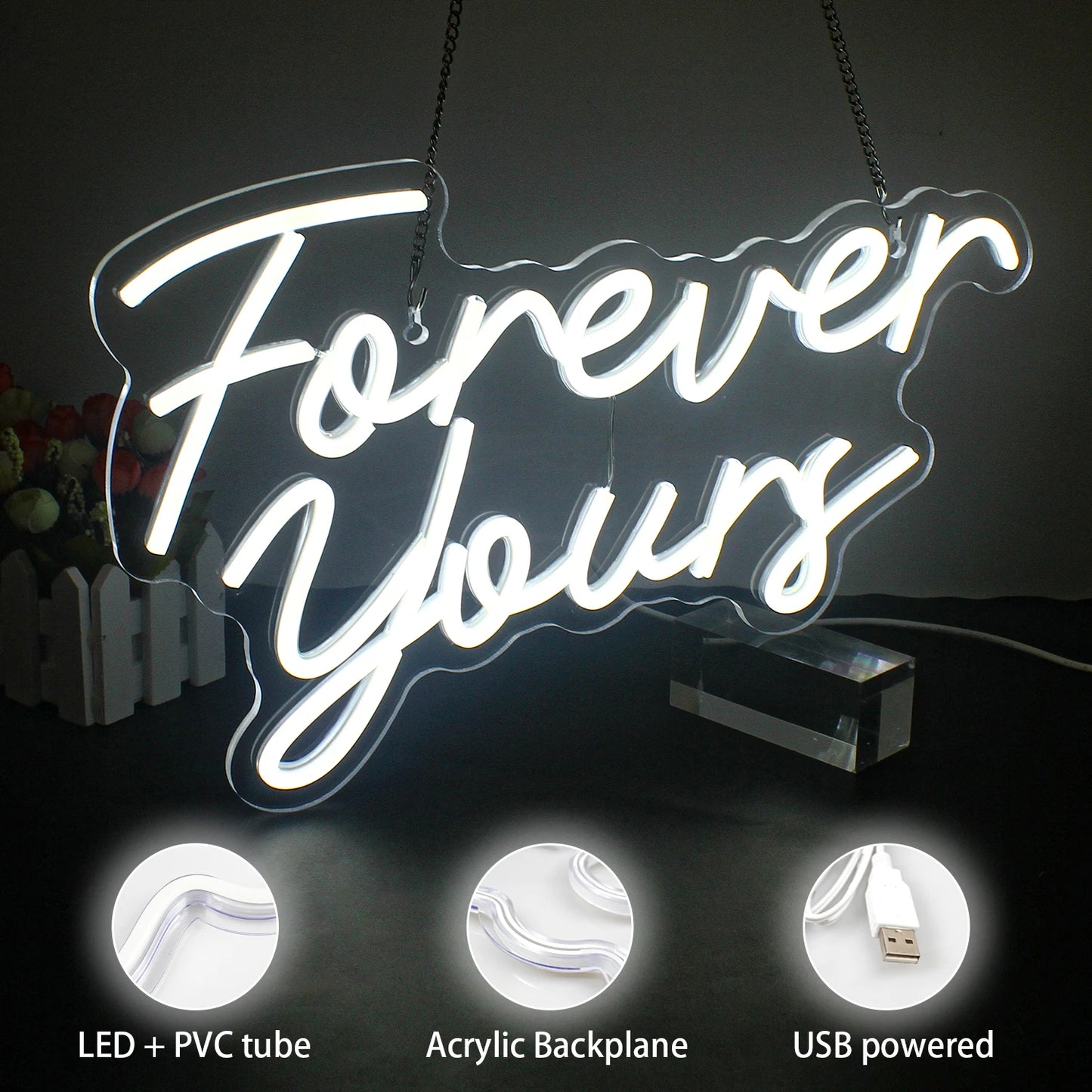 Forever Yours 5V USB LED Neon Sign - Budget Friendly