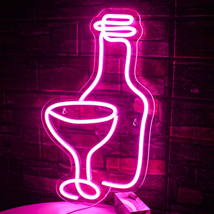 Wine Glass 5V USB LED Neon Sign - Budget Friendly