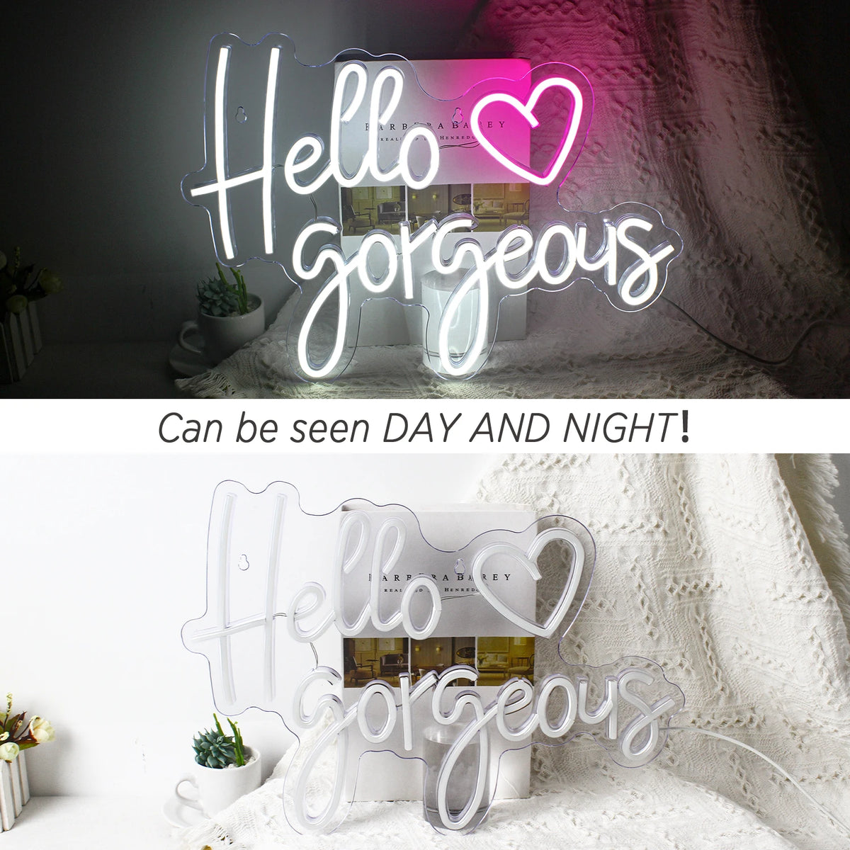 Hello Gorgeous – Hart – LED-neonreclame (5 V USB)