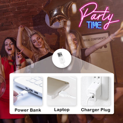 Party Time 5V USB LED Neon Sign - Budget Friendly