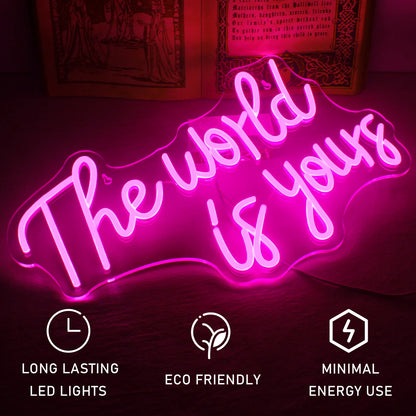 The World Is Yours 5V USB LED Neon Sign - Budget Friendly