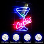 Cocktails – Martiniglas – LED-neonreclame (5 V USB)