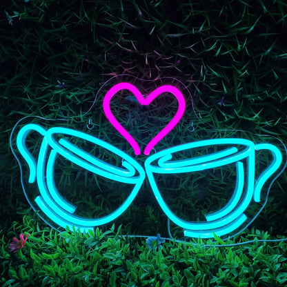 Coffee Cheers Heart 5V USB LED Neon Sign - Budget Friendly