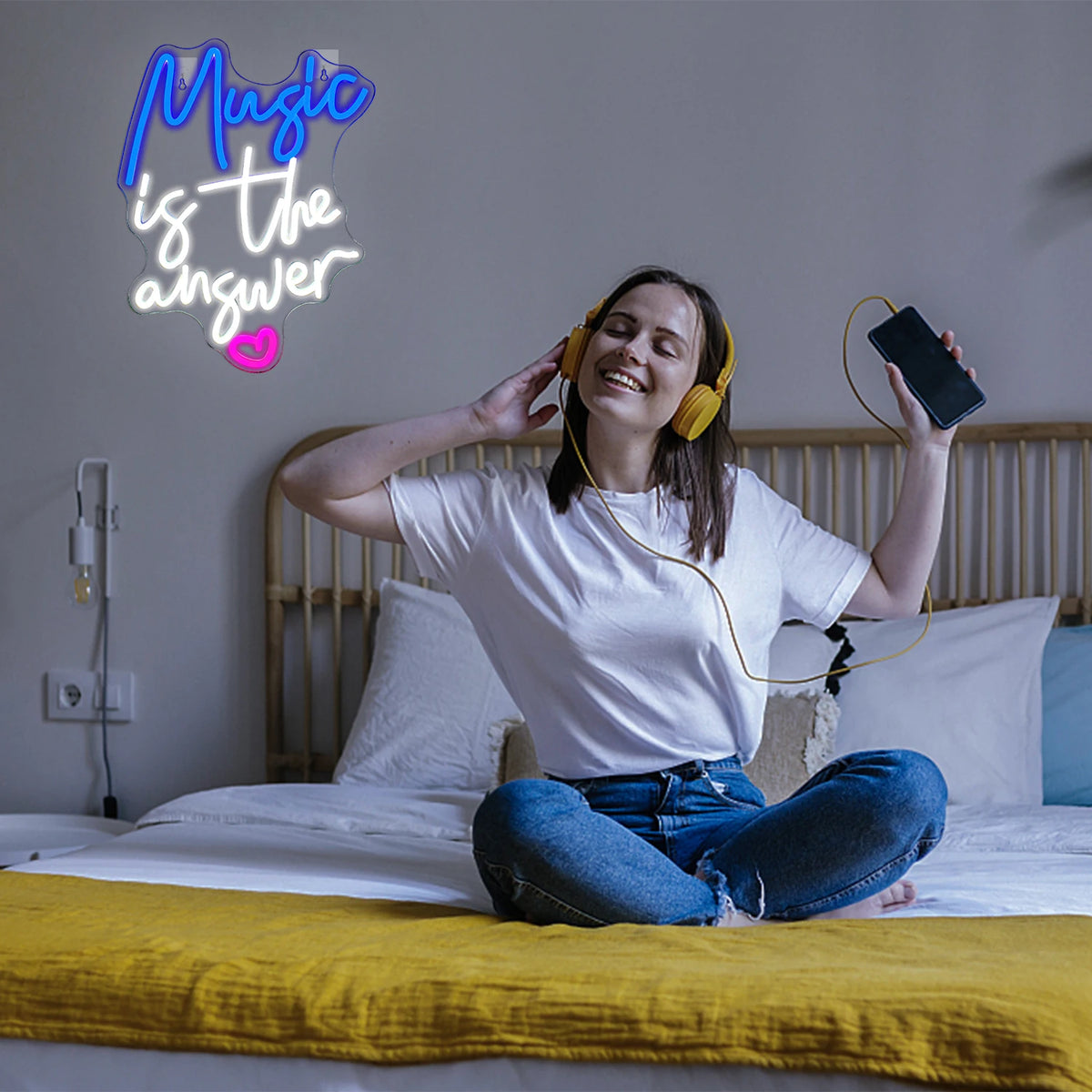 Music is the answer – Hart – LED-neonbord (5 V USB)