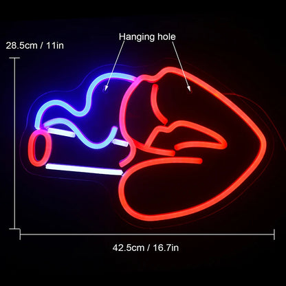 Smoking Mouth Woman Sexy 5V USB LED Neon Sign - Budget Friendly